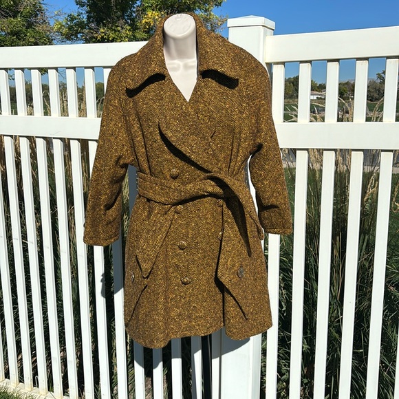 Zang Toi Jackets & Blazers - Zang Toi Tweed Coat Brown & Mustard Size 14